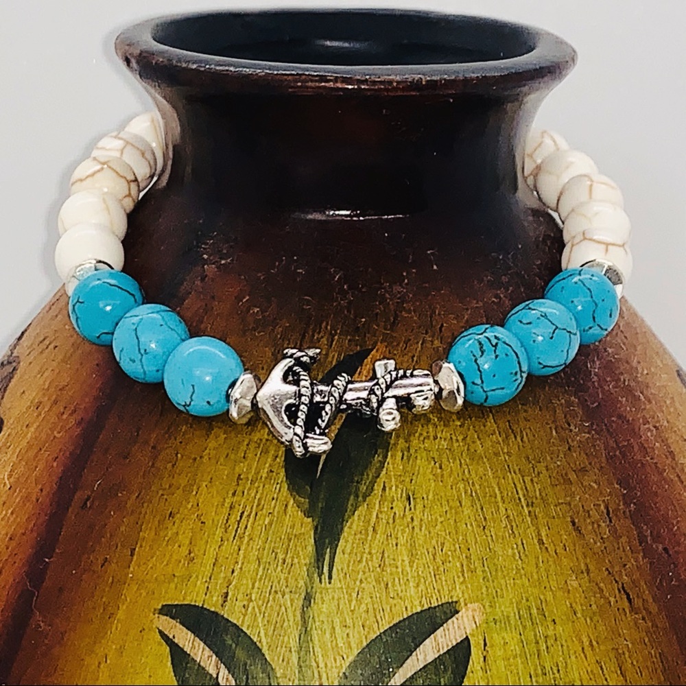 Turquoise and white turquoise with anchor